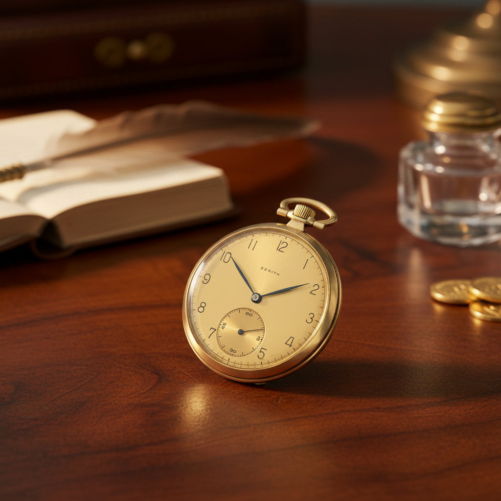 Zenith Rare Art Deco Gold Pocket Watch ca 1920-1930