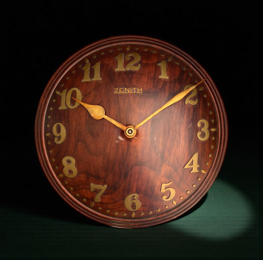 Zenith Handmade Wall Clock / Horloge Murale in Wood Rare