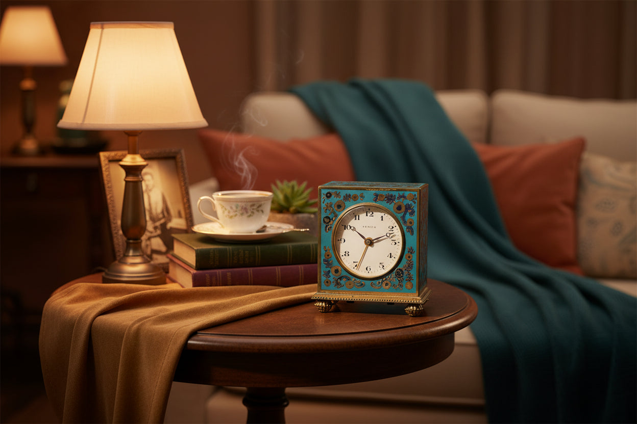 Zenith Rare Historical Art Deco Enameled Desk Clock ca 1920' with original box ,Commemorating 50th anniversary of the Swiss Bank Corporation