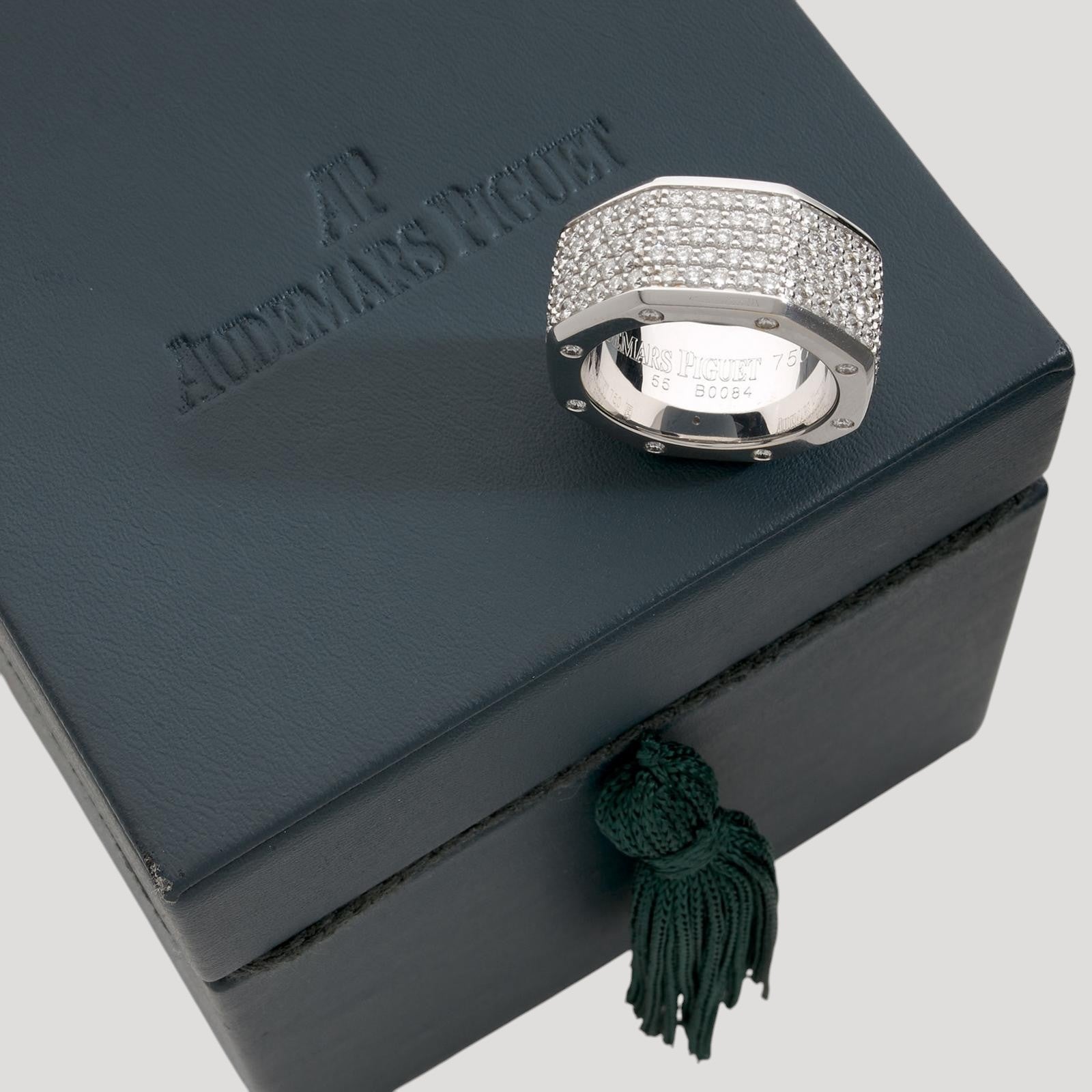 Audemars Piguet Royal Oak Off Shore, 18K White Gold, Full Diamonds Ring 