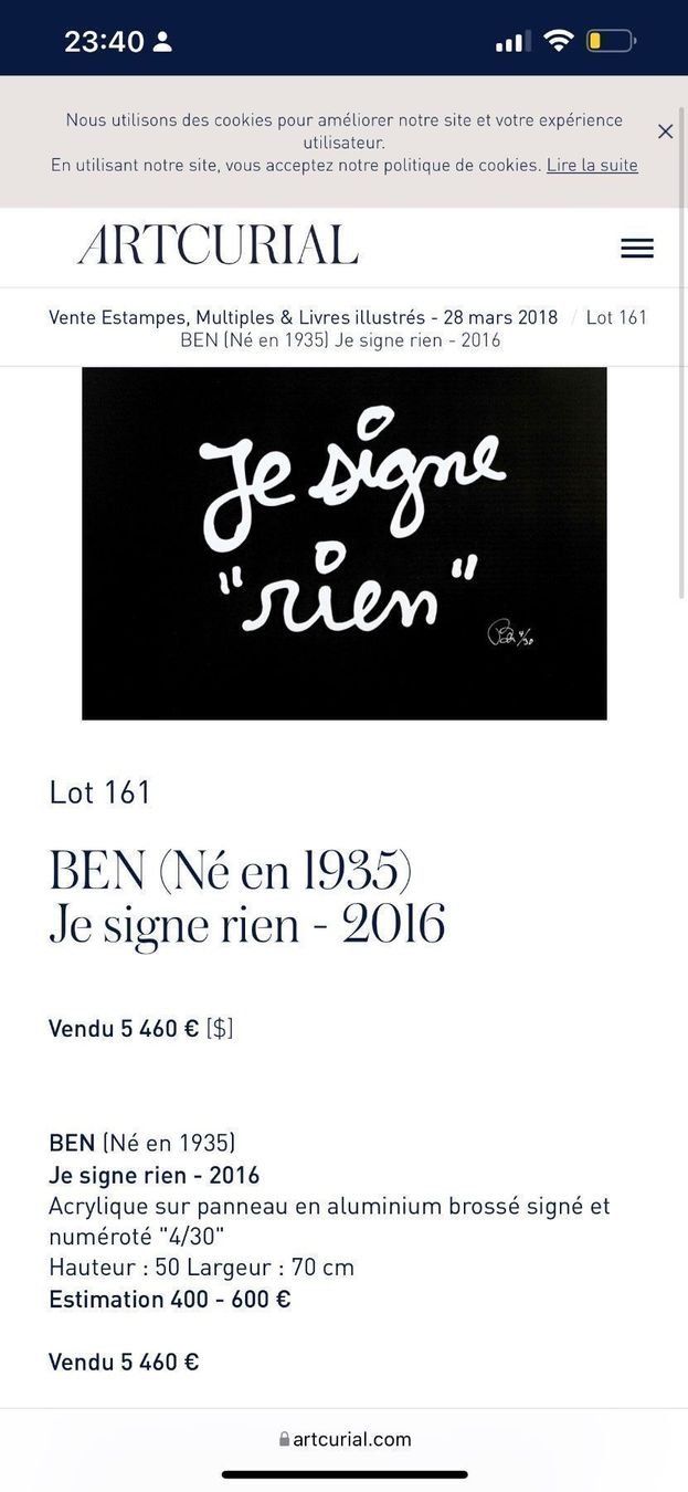 Ben (1935 ) Je signe rien - 2016