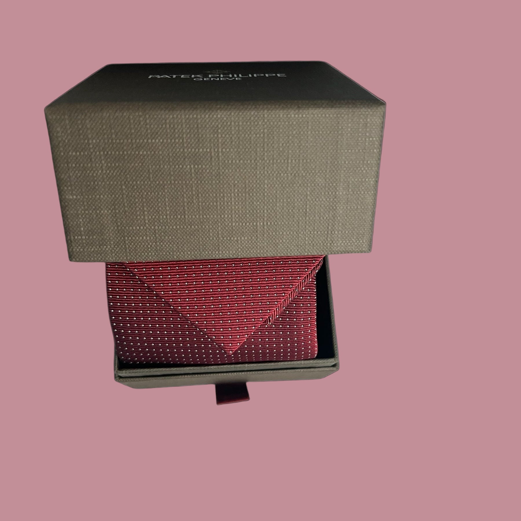 fine Patek Philippe Tie in Bordeaux Silk, in&nbsp; its Patek box