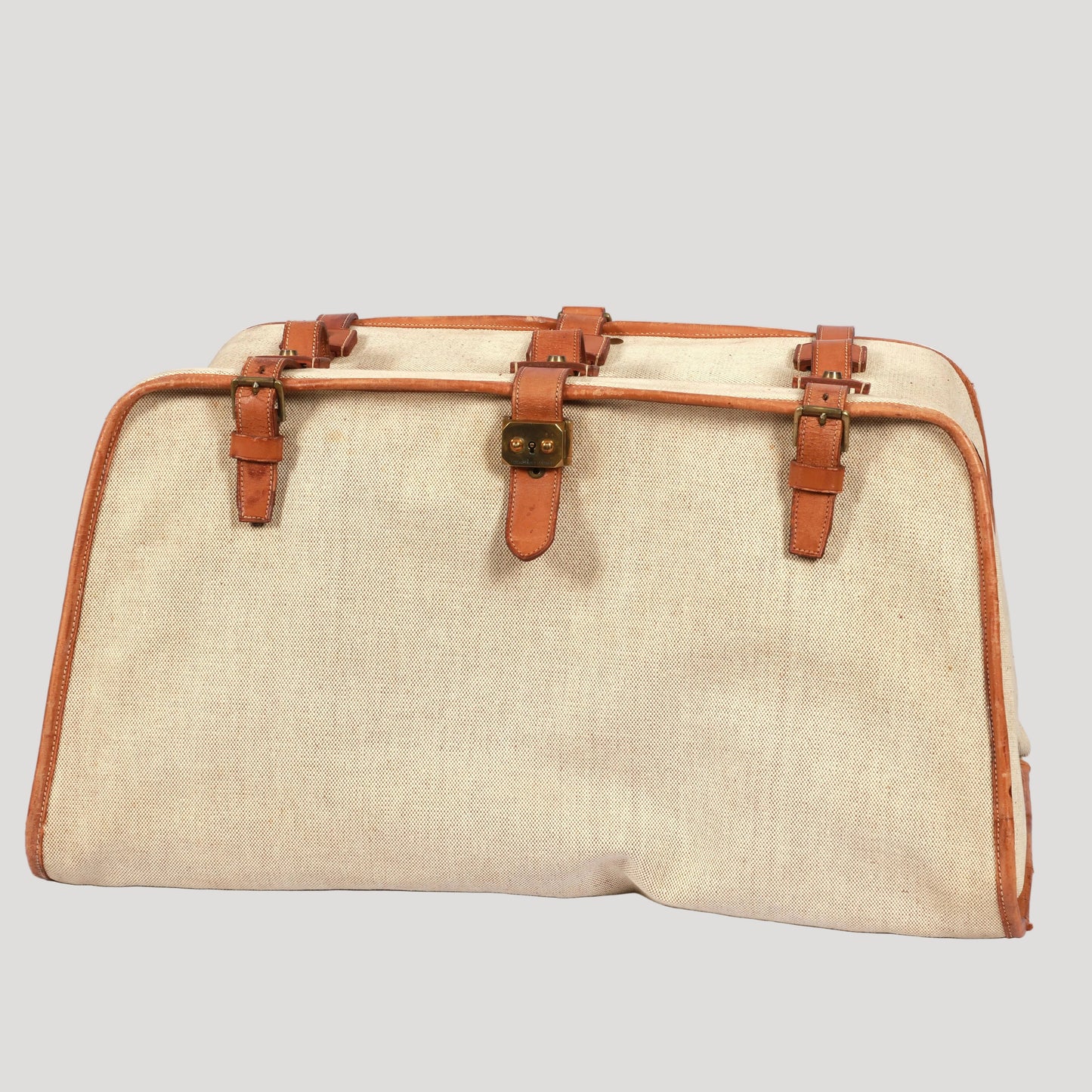 fine and rare Hermès Paris Collector Garment Vintage&nbsp; in “H” canvas and natural Barénia renowned for its rich patina and exceptional quality, finished with the Maison’s signature white saddle stitching