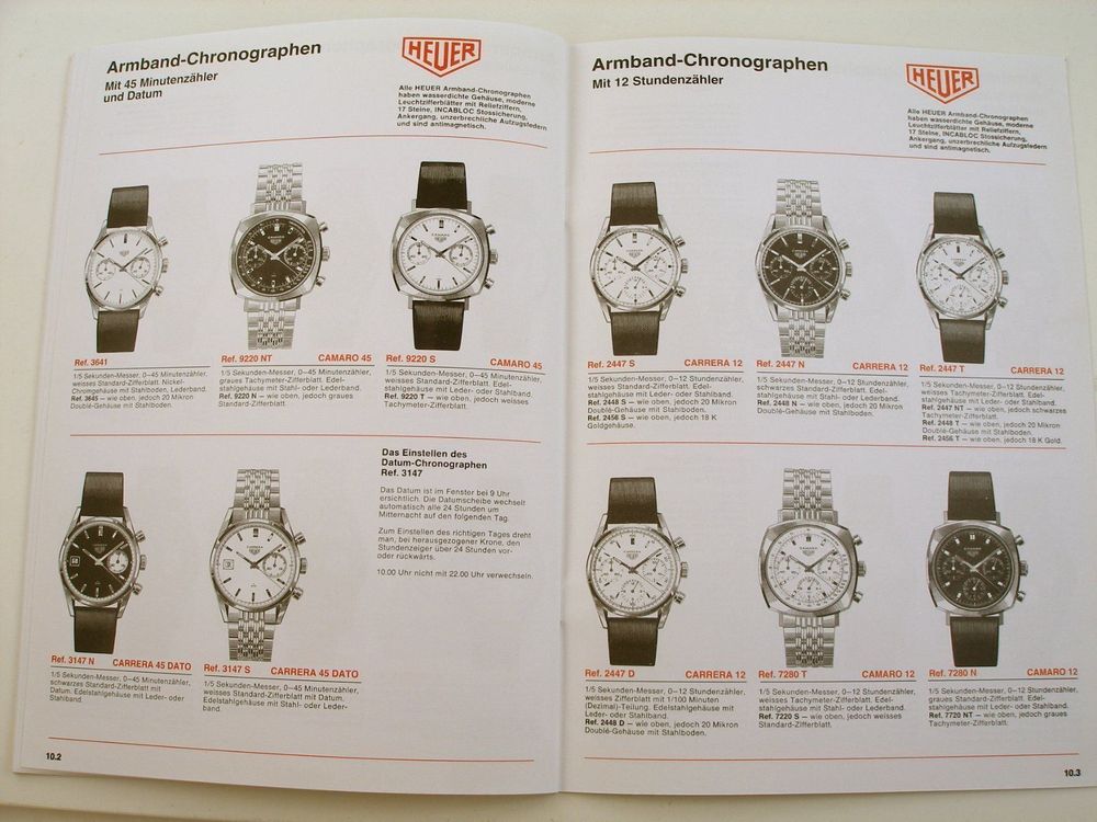 Heuer Catalog Book Chronographs & Stopwatches in German 1968/69