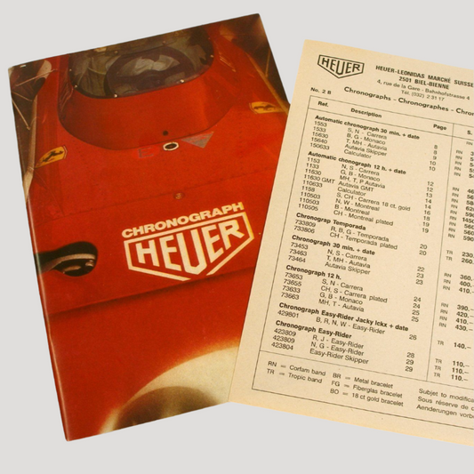 Heuer Vintage Watches catalogue with price list from 1973