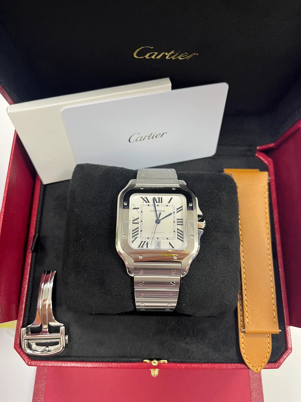 Cartier Santos WSSA0018 New Full Set White Dial Large