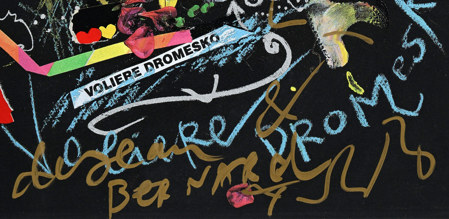 Jean Tinguely (1925–1991), after “Volière Dromesko,” Artwork, hand-inscribed, gold-lettered dedication