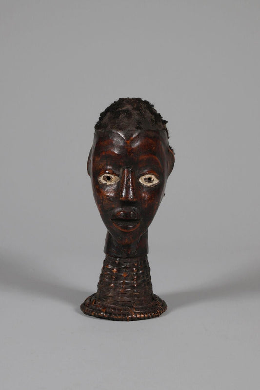 Ékoi Wood sculpted Head, Cross River region, Nigeria,  second half of the 20th century