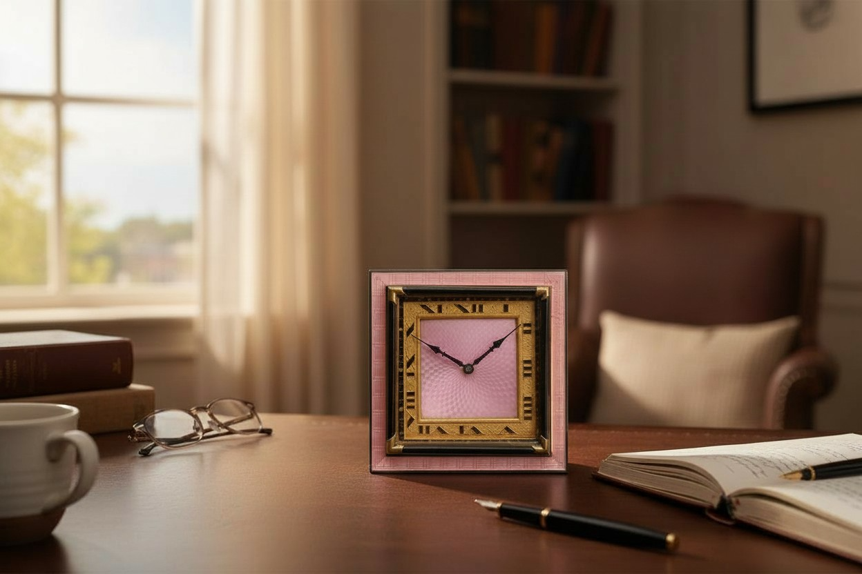 Tiffany & Co. Art Déco enameled table clock / horloge / tischuhr 1920' Rare