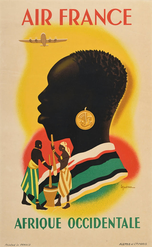 Vincent GUERRA, Air France, West Africa, circa 1948, Alepee et Cie, Paris, original vintage poster