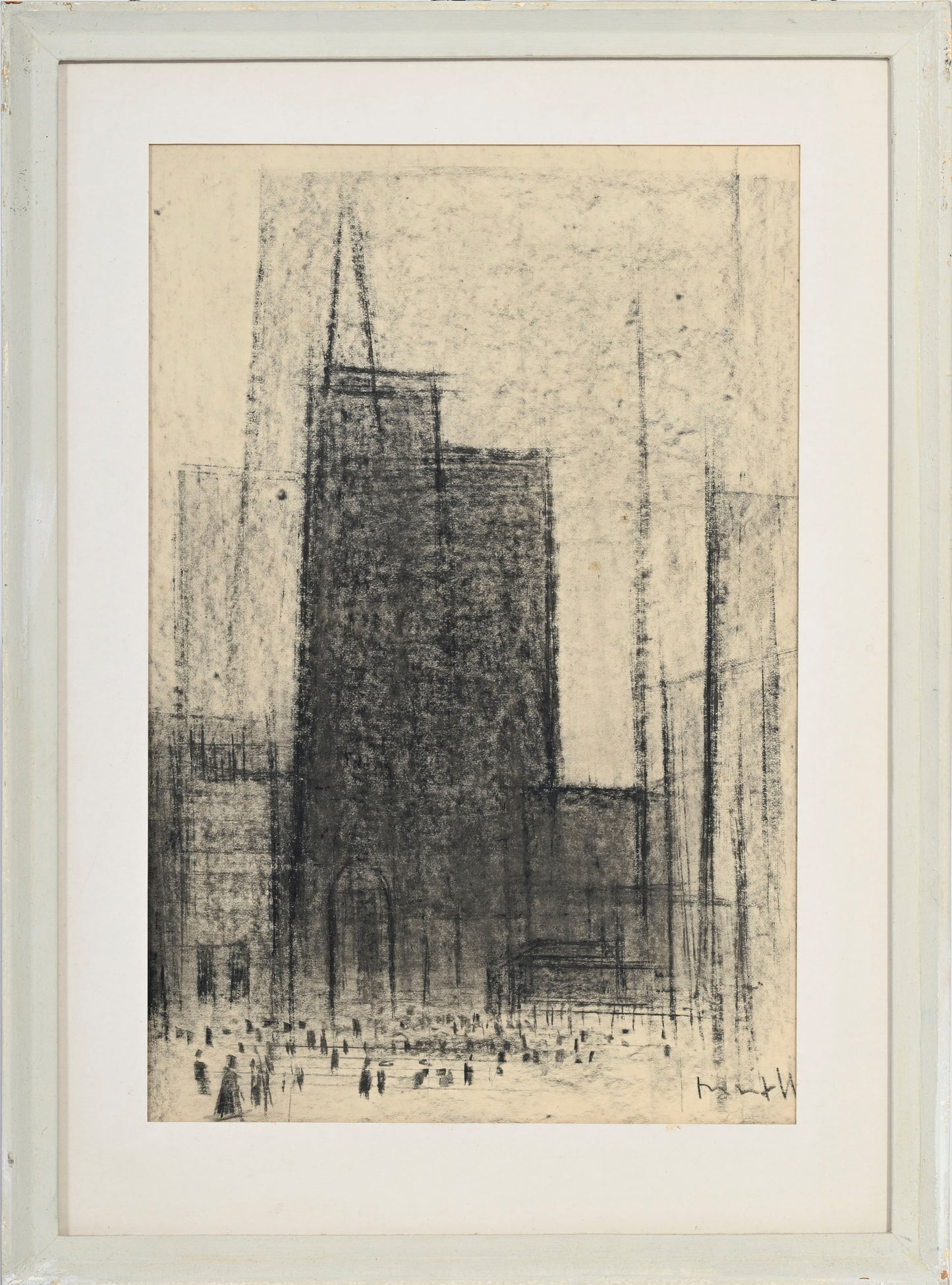 Walter Mafli (1915–2017), Cathedral, oil pastel on paper, signed