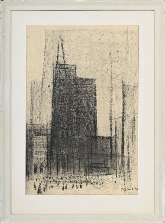Walter Mafli (1915–2017), Cathedral, oil pastel on paper, signed
