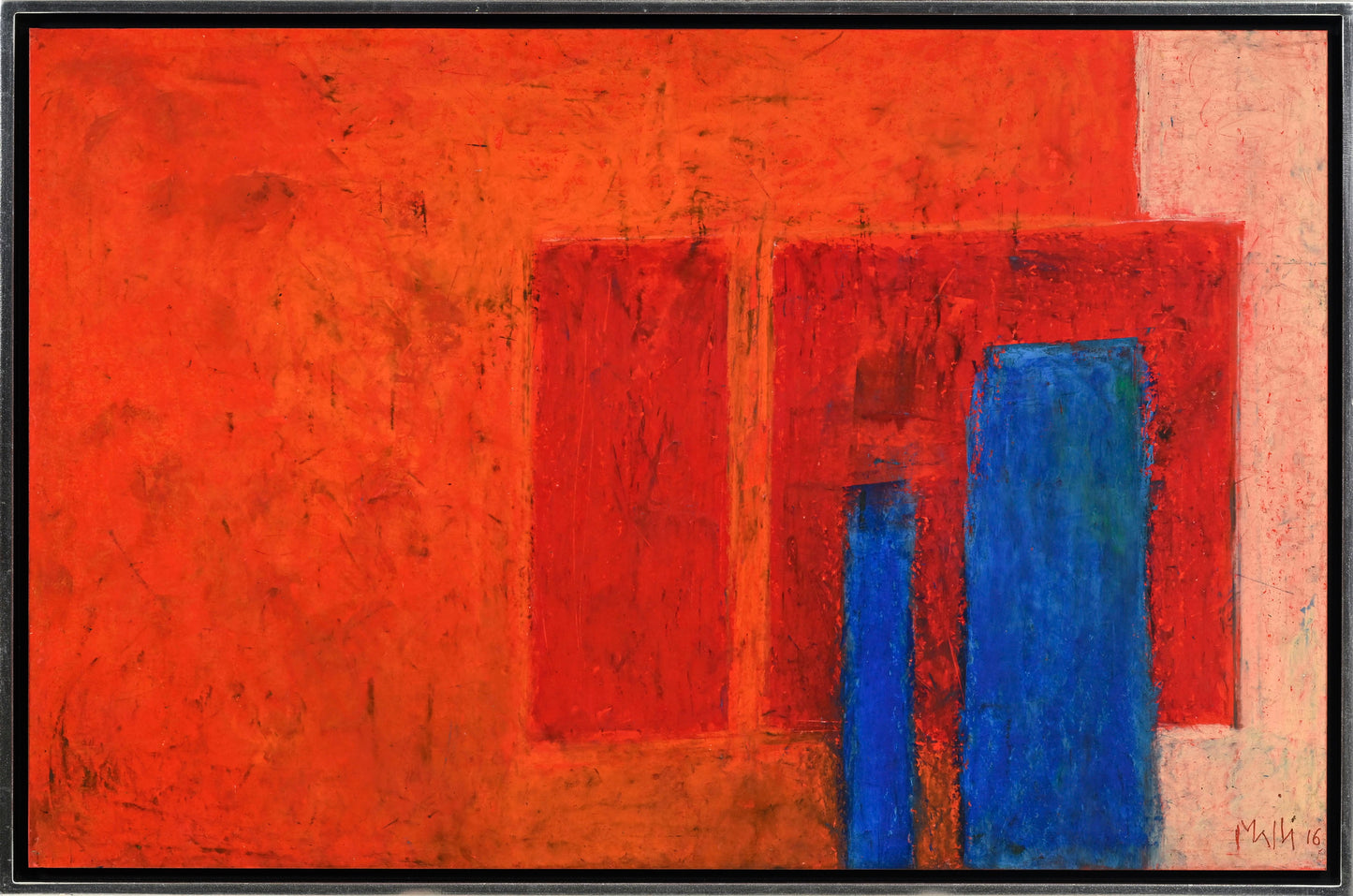 Walter Mafli (1915–2017), Painting 2016, oil pastel on cardboard mounted on panel, signed and dated