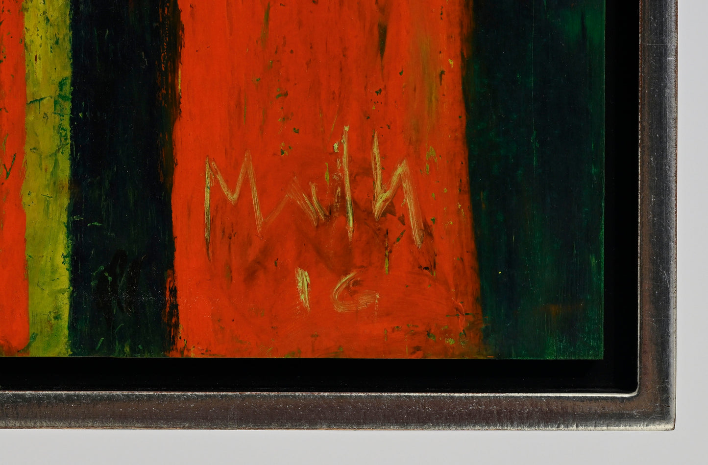 Walter Mafli (1915–2017), Painting 2016, oil pastel on cardboard mounted on panel, signed and dated