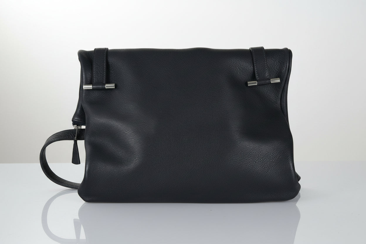 Hermes dark blue  leather bag / sac / tasche