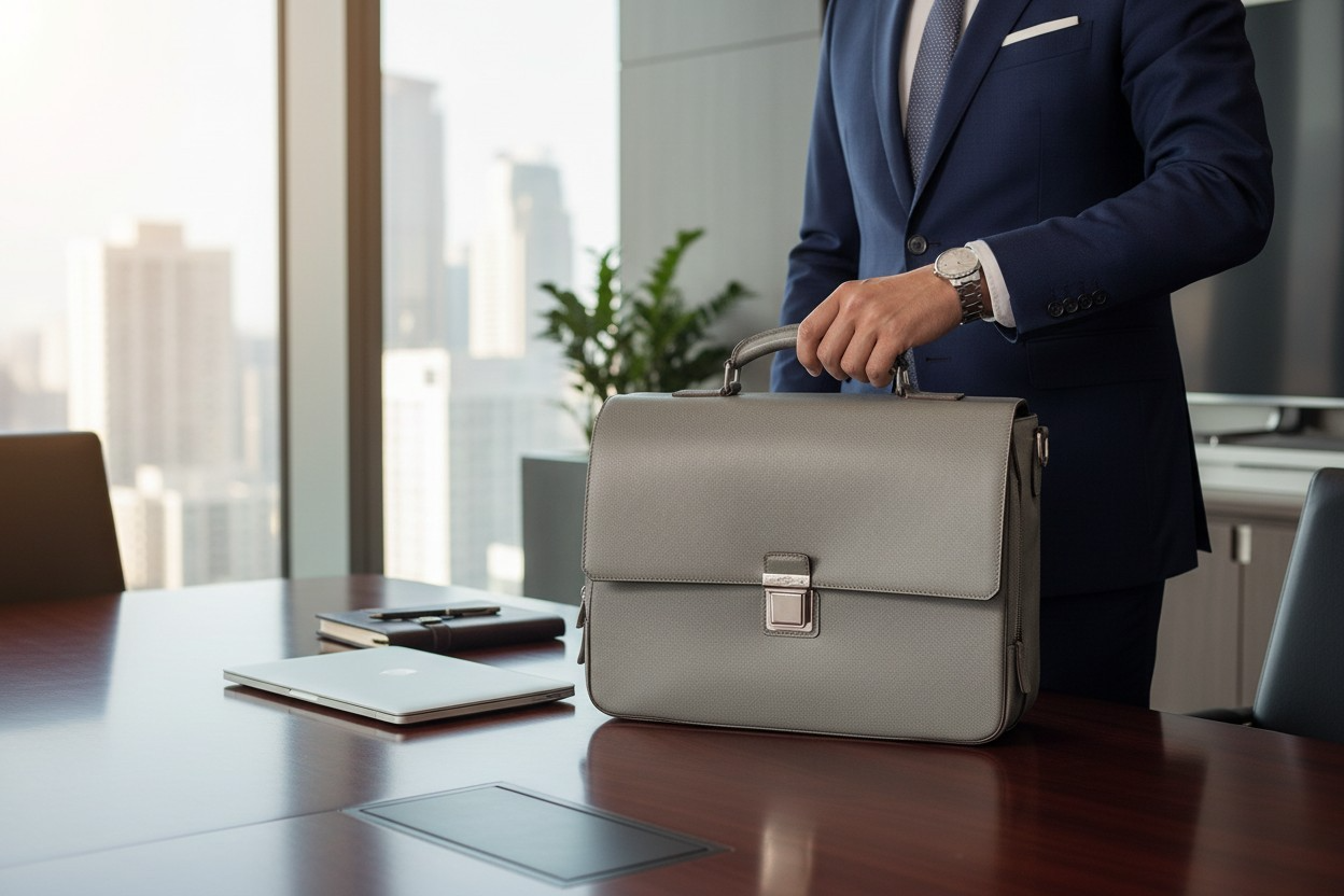 Louis Vuitton Vassili briefcase /mallette / Aktentasche in grey Taïga leather