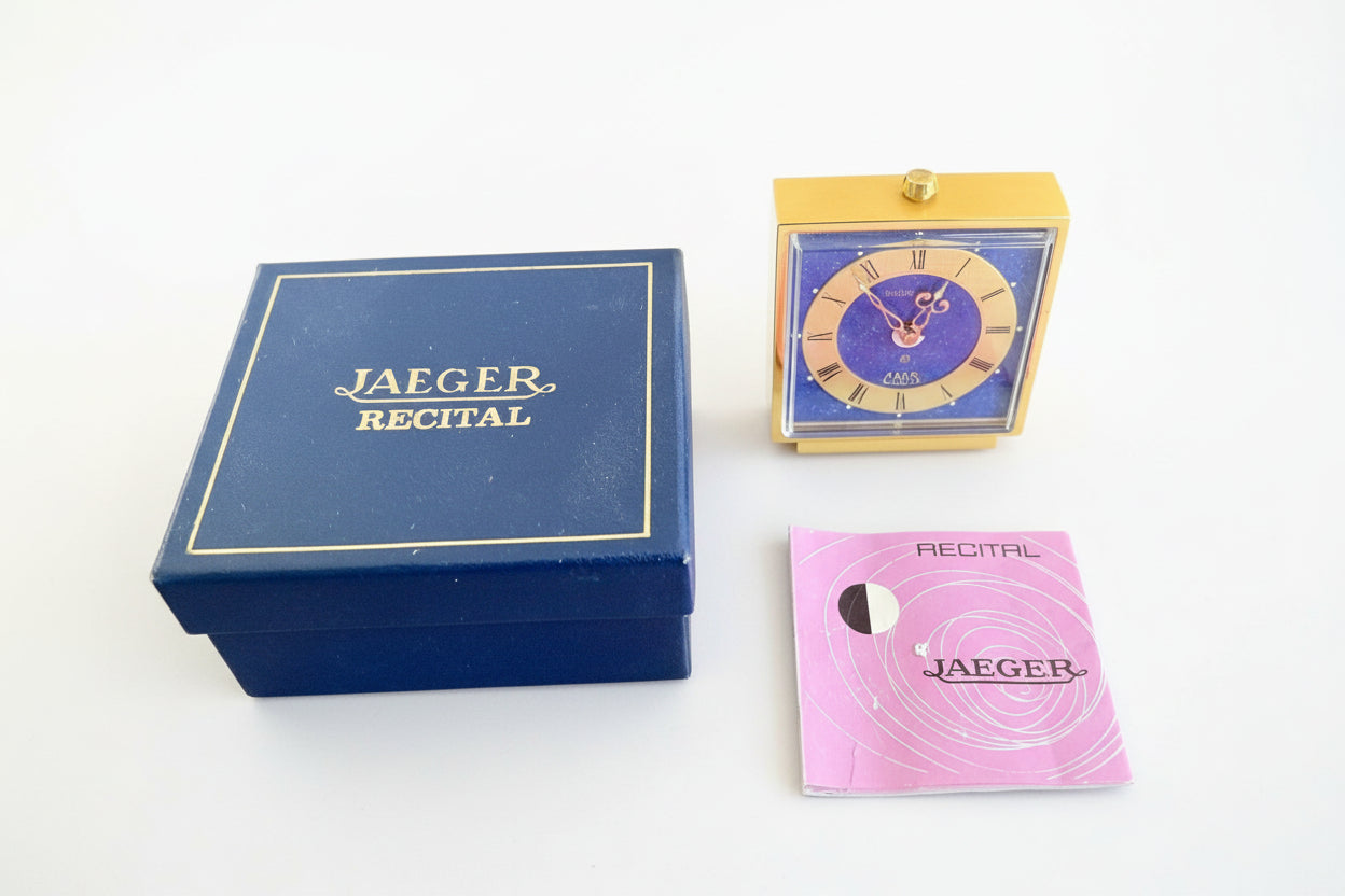 Jaeger-LeCoultre Lapis Lazuli 8 Days Alarm Table Clock/ Horloge de table 1960' & Certificate