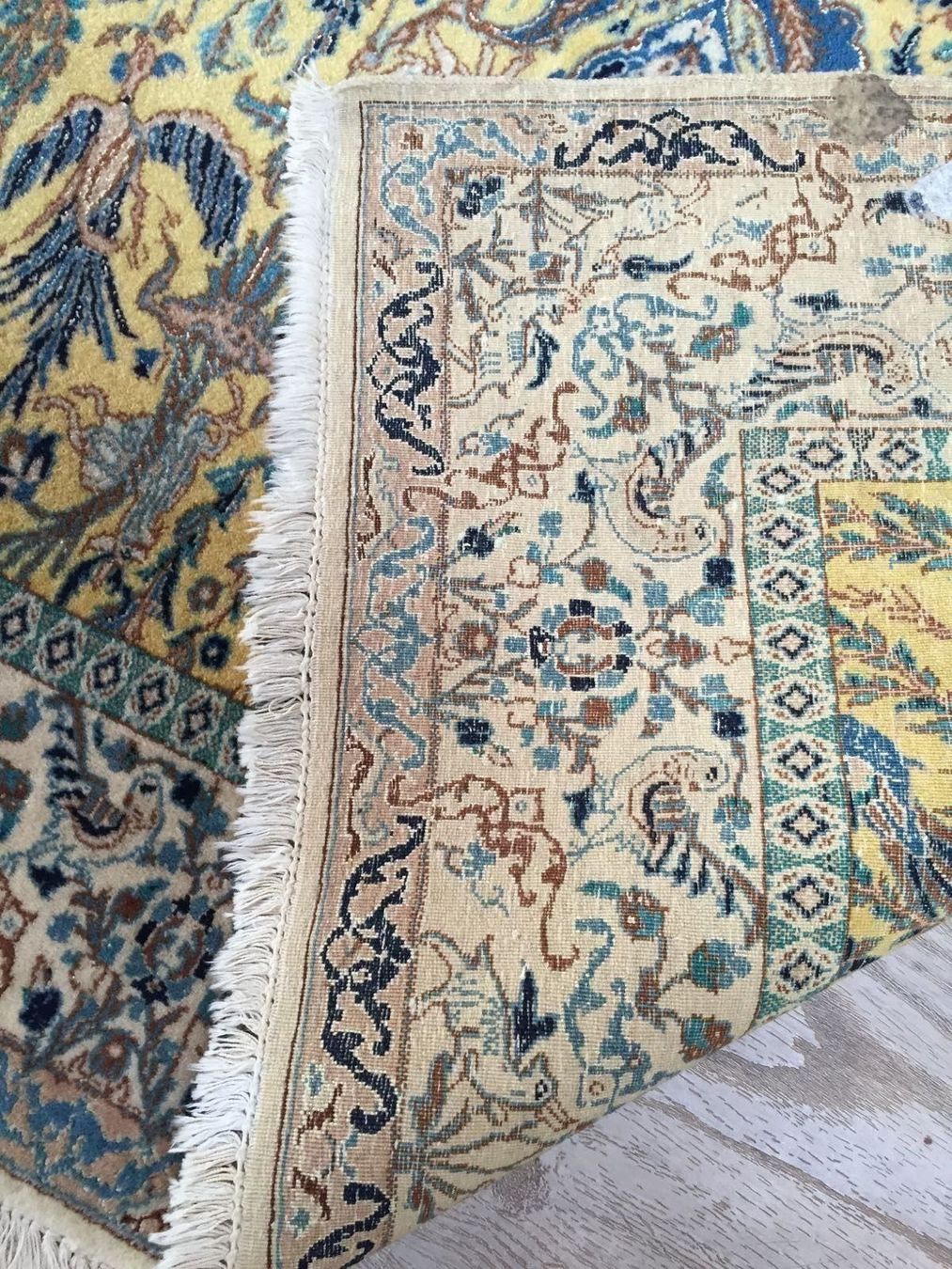 Ancient Nain silk & wool carpet/ tapis/ teppich, Iran 20c