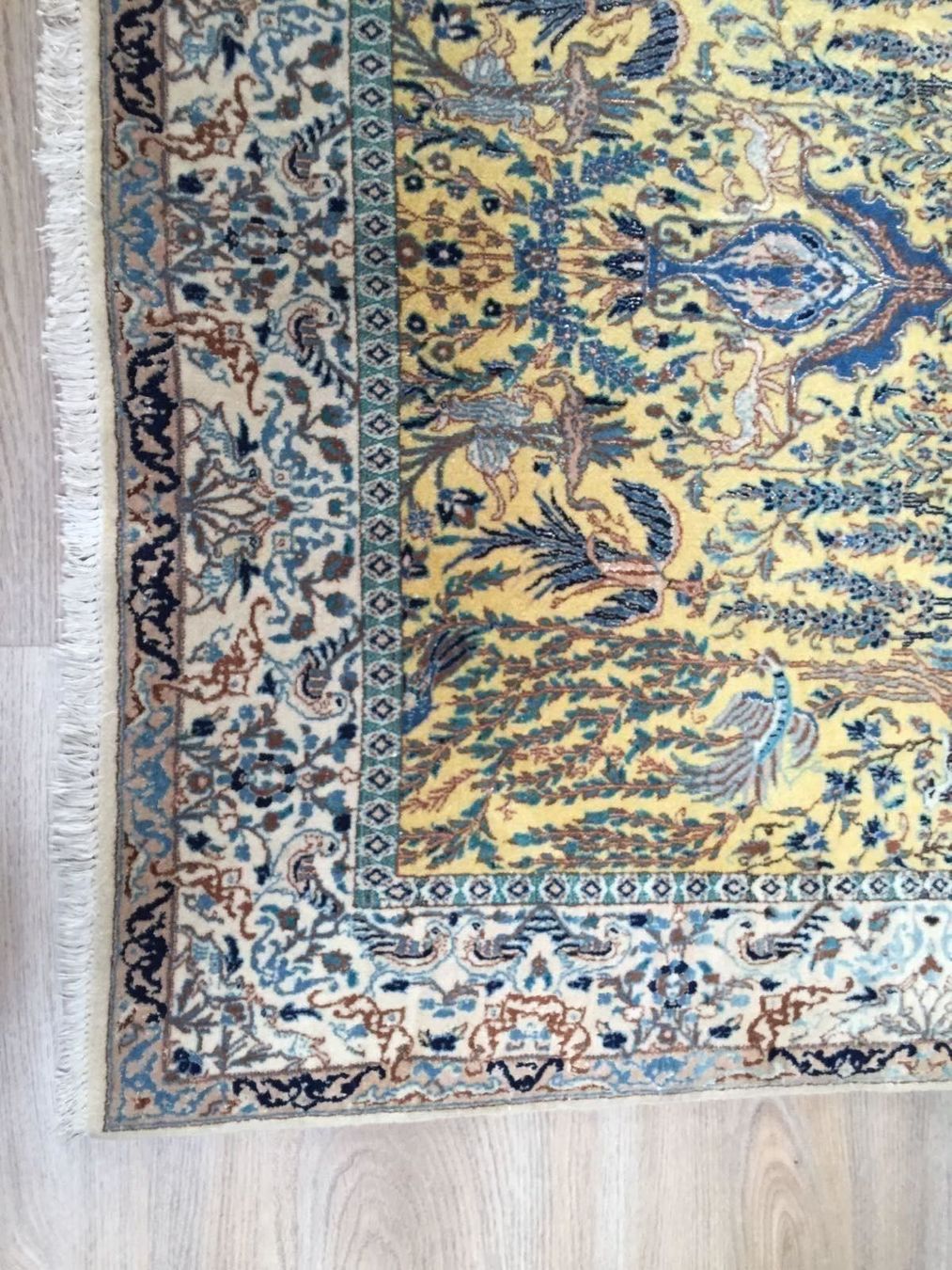 Ancient Nain silk & wool carpet/ tapis/ teppich, Iran 20c