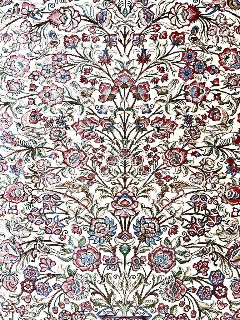 Ancient Ghom silk carpet/ tapis/ teppich, Iran 20c, signed