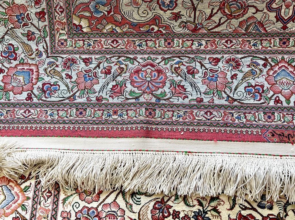 Ancient Ghom silk carpet/ tapis/ teppich, Iran 20c, signed