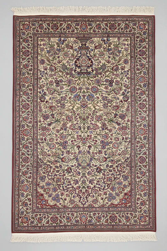 Ancient Ghom silk carpet/ tapis/ teppich, Iran 20c, signed