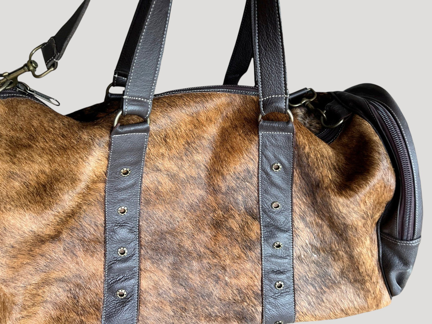 New Custom made fur & leather travel hand bag Unique New