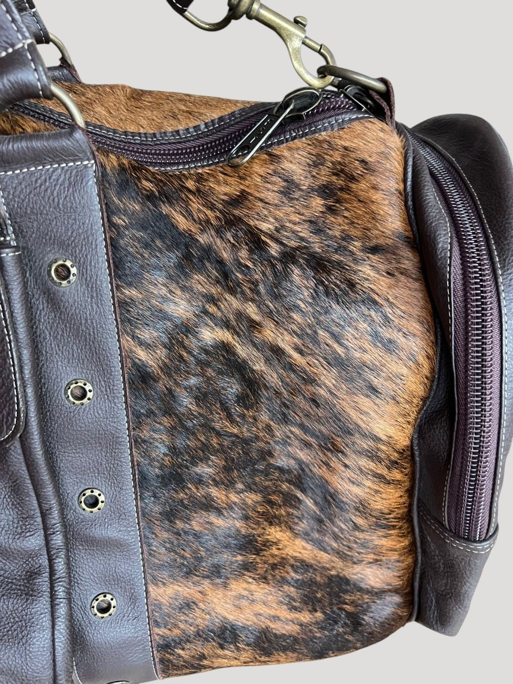 New Custom made fur & leather travel hand bag Unique New