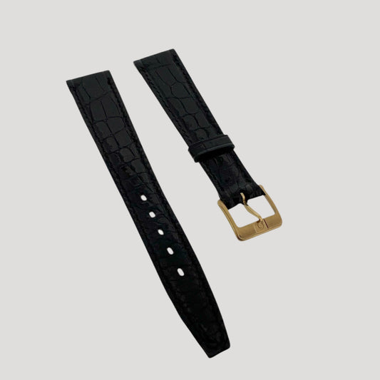 omega black croco band with golden buckle