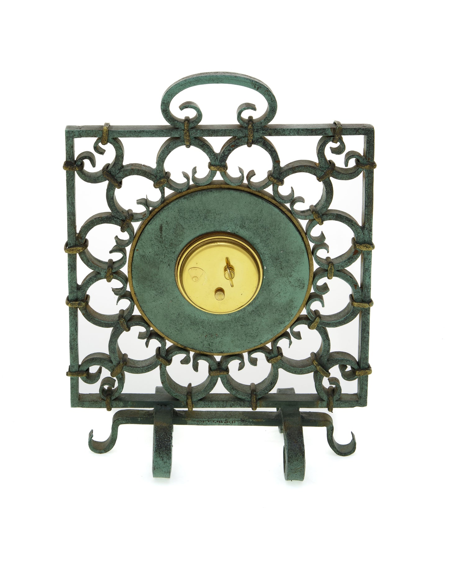 Jaeger-LeCoultre, rare wrought iron desk clock / pendulette, 1950s