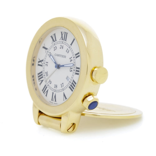 Cartier Ref. 2984, gilt metal alarm table clock horloge