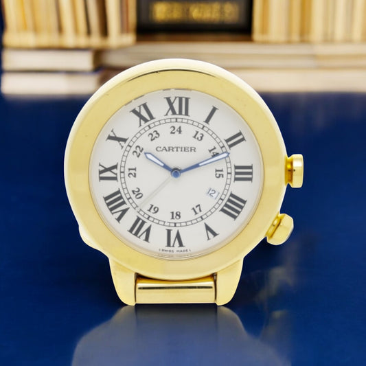 Cartier Ref. 2984, gilt metal alarm table clock horloge