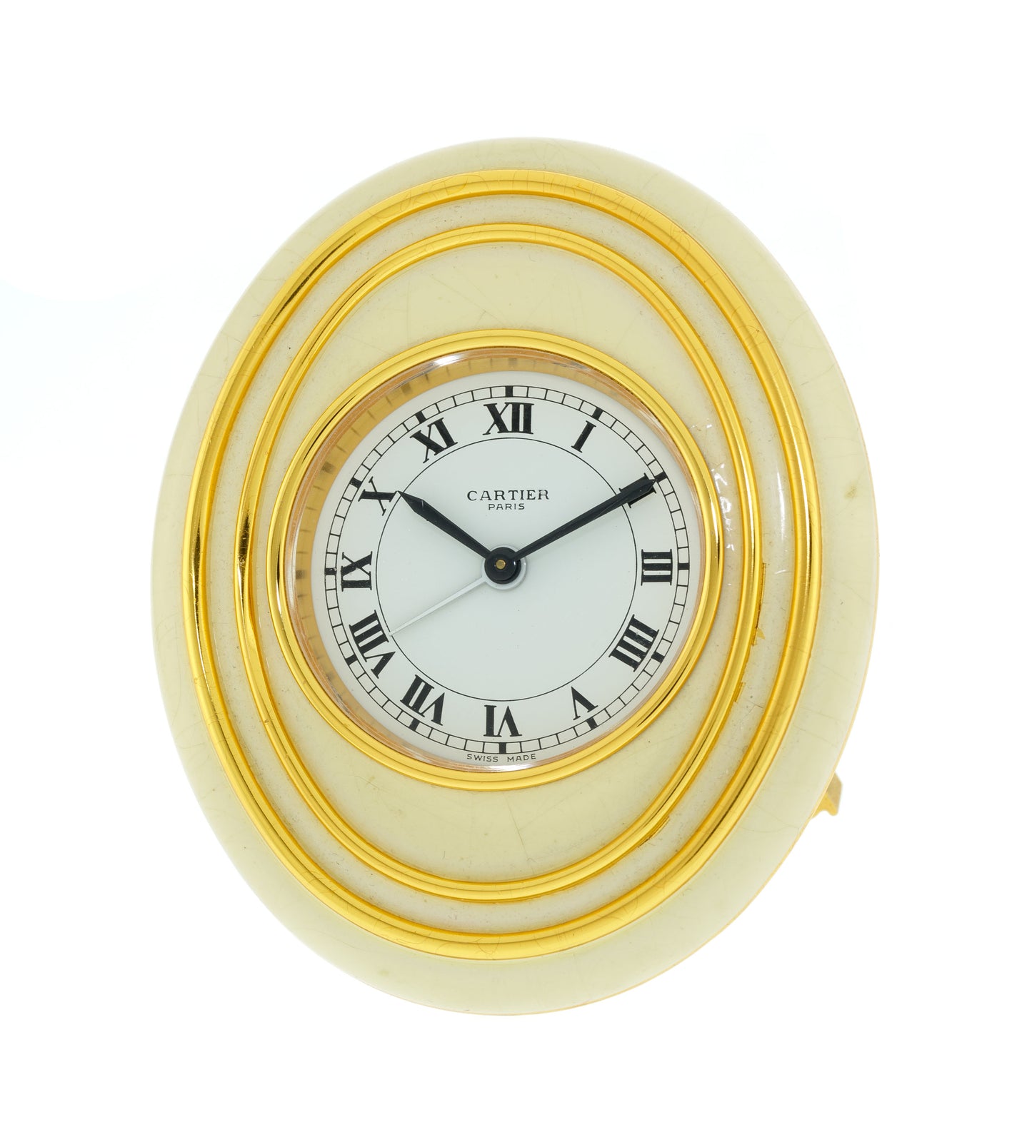 Cartier Ref. 7511, Gilt metal and resin Alarm Table Clock 1980'