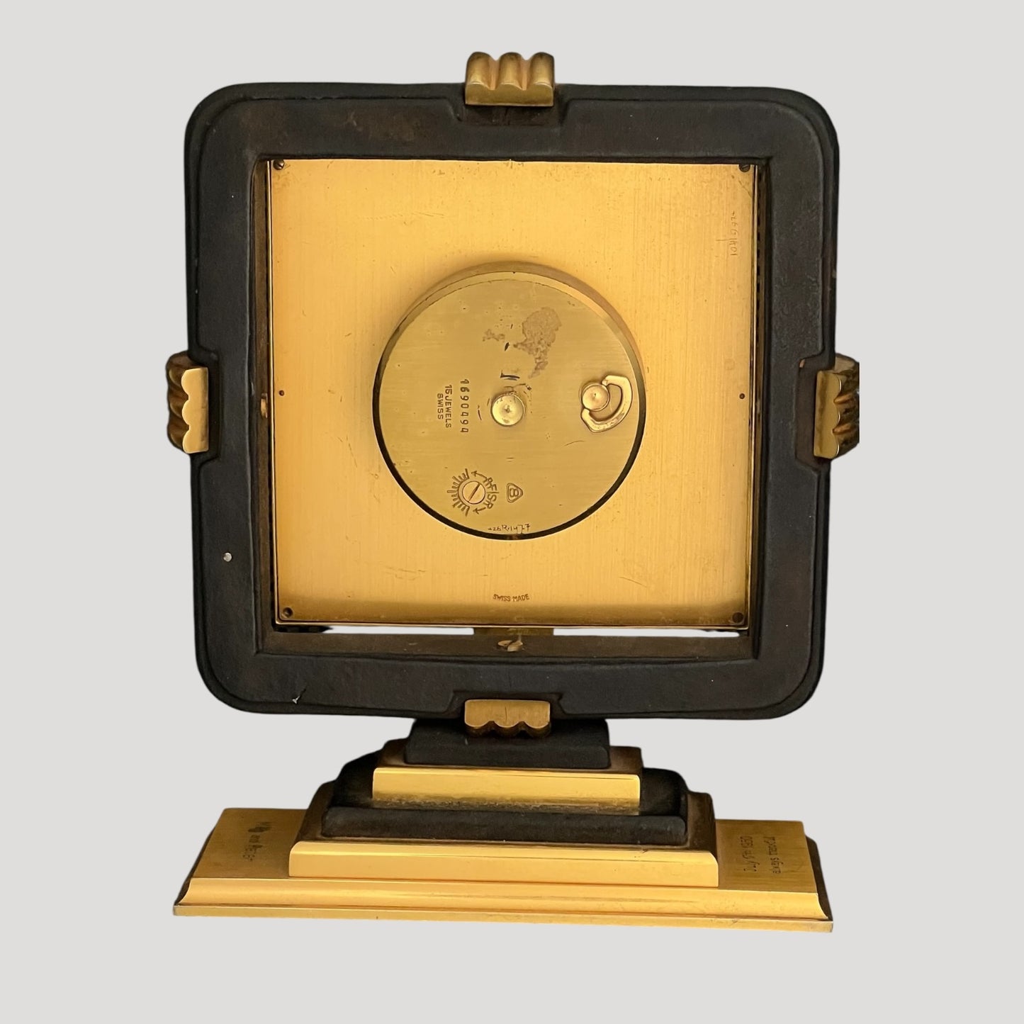 Bucherer 8. Days Brass Table Clock /Horloge de table/Tischuhr Rare ca 1980