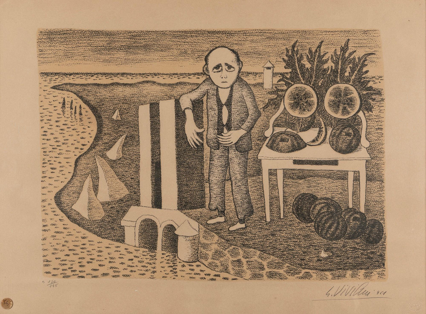 Giuseppe Viviani (1898-1965) - Signed Lithograph, 1961
