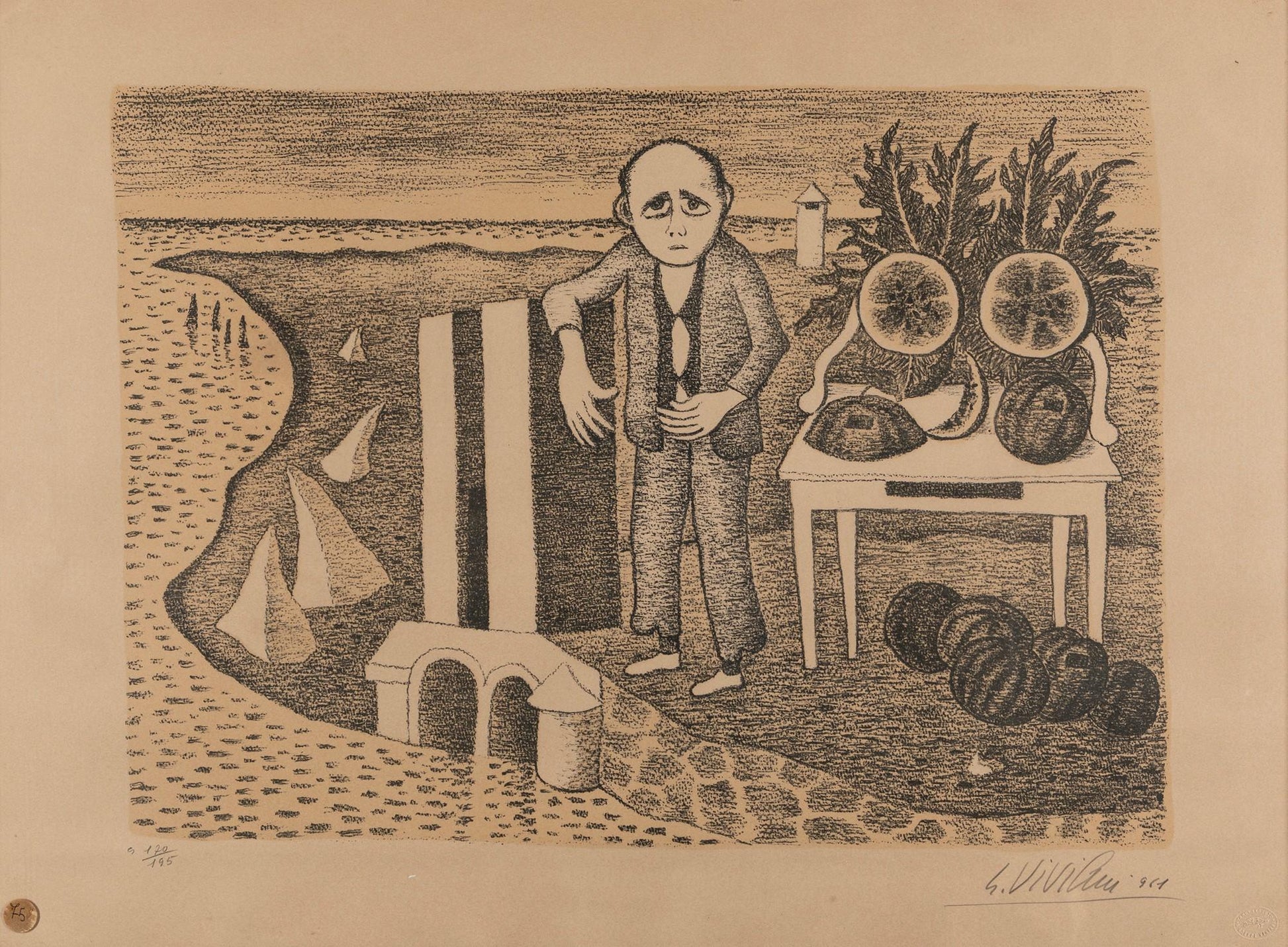 Giuseppe Viviani (1898-1965) - Signed Lithograph, 1961