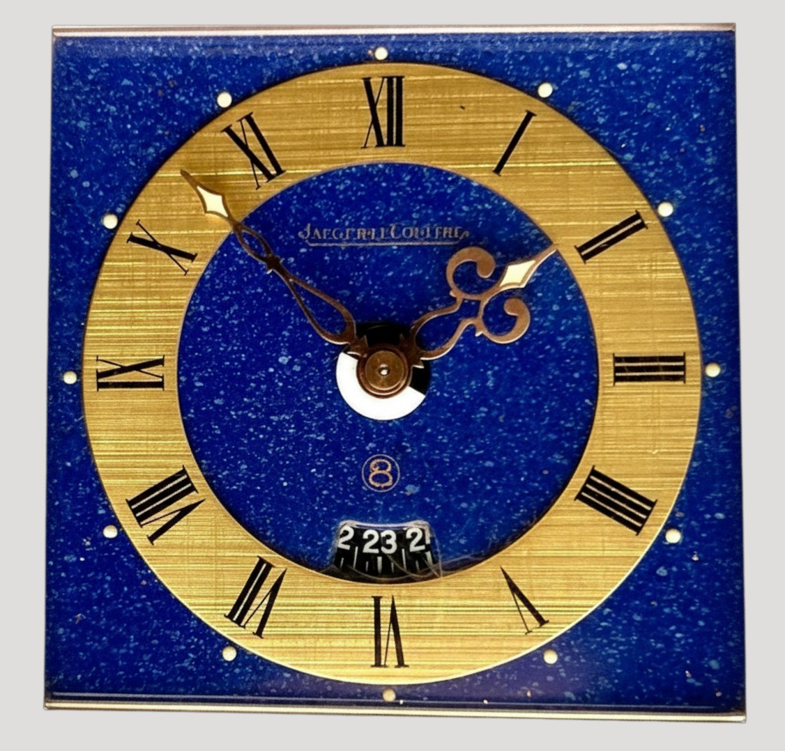 Jaeger-LeCoultre Lapis Lazuli 8 Days Alarm Table Clock/ Horloge de table 1960' & Certificate