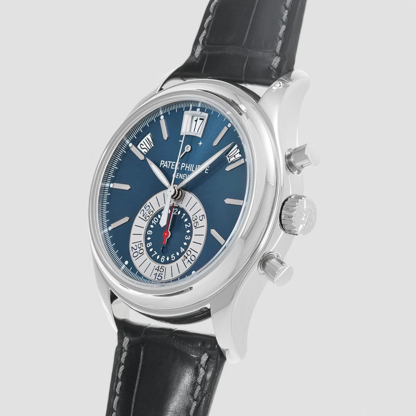 Patek Philippe Annual Calendar Chronograph Platinum Blue Dial 5960P-015 New Full Set