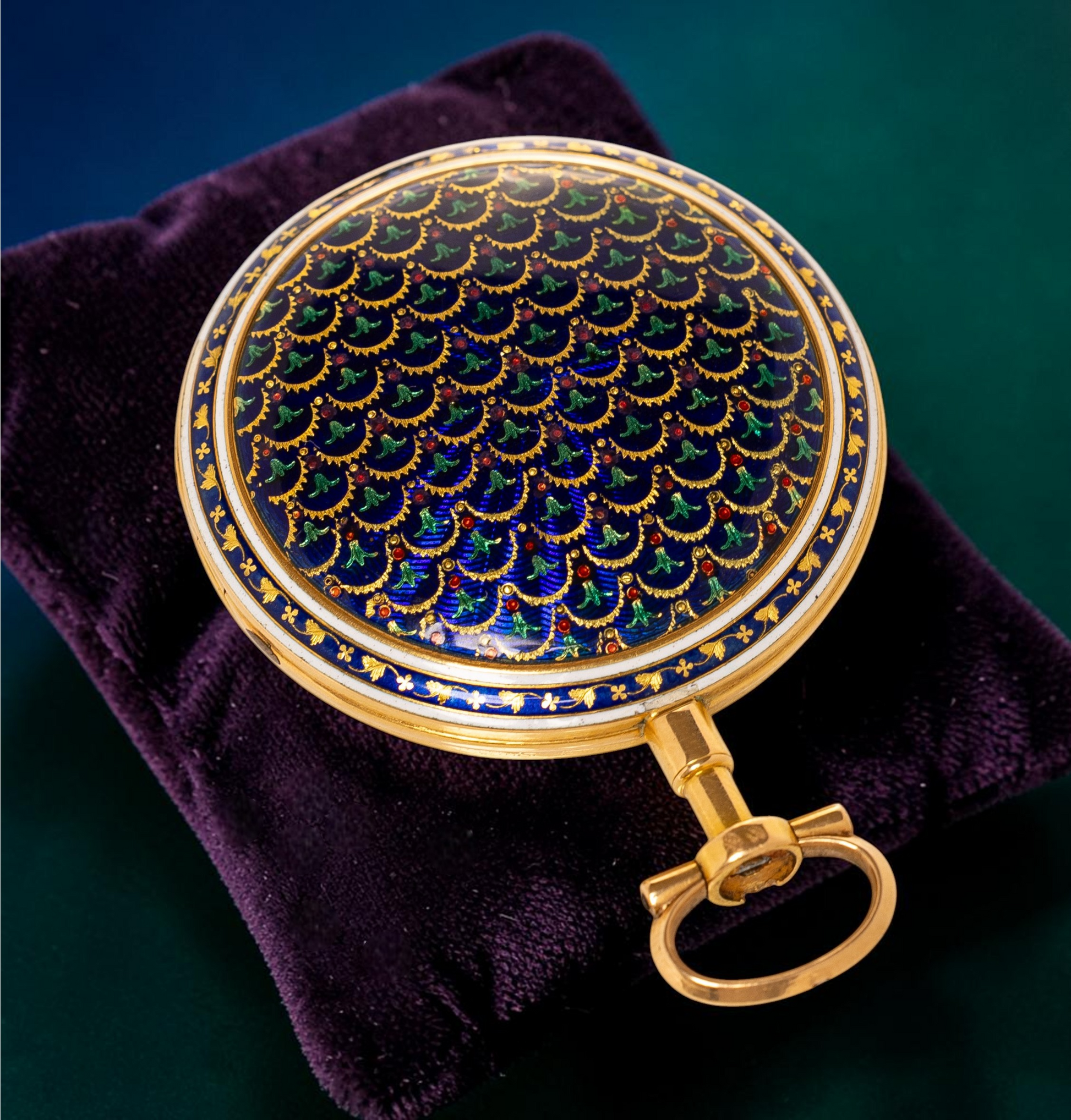 Spindel "Lomet à Paris"  18k Gold enameled open-face pocket watch 1760'
