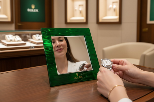 Rolex Green Wave Display Présentoir Mirror Miroir Spiegel Rare Collector