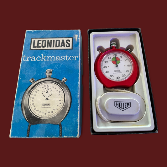 Heuer Leonidas Vintage Trackmaster Stopwatch / Stoppuhr in original box