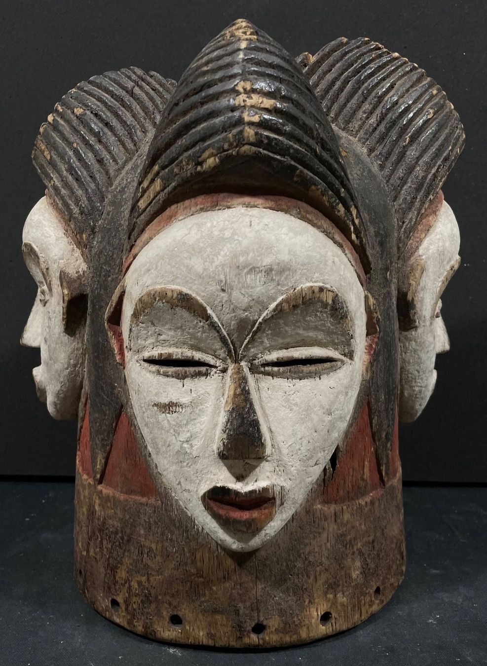 Magnificent Punu Gabon 4 heads mask 19-20 century