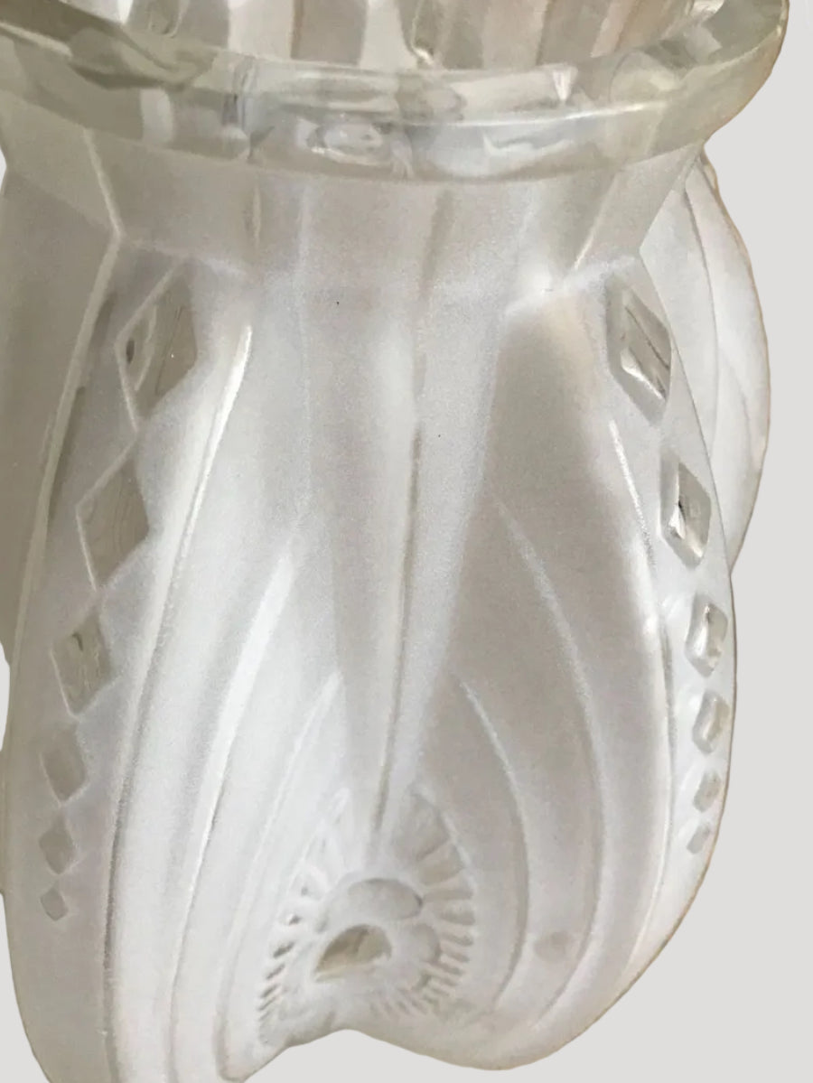 Rare Antique Art Deco Opalescent  Glass Large Vase, signed Sabino France 1930'