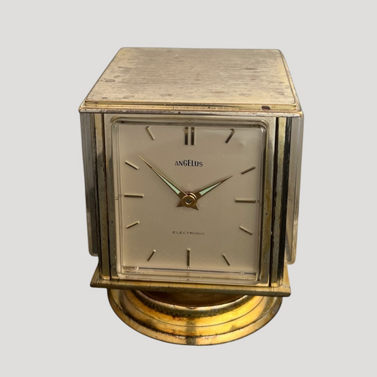 Angelus Switzerland Barometer Desk Clock Horloge Tischuhr with Four Sided Rotating square case