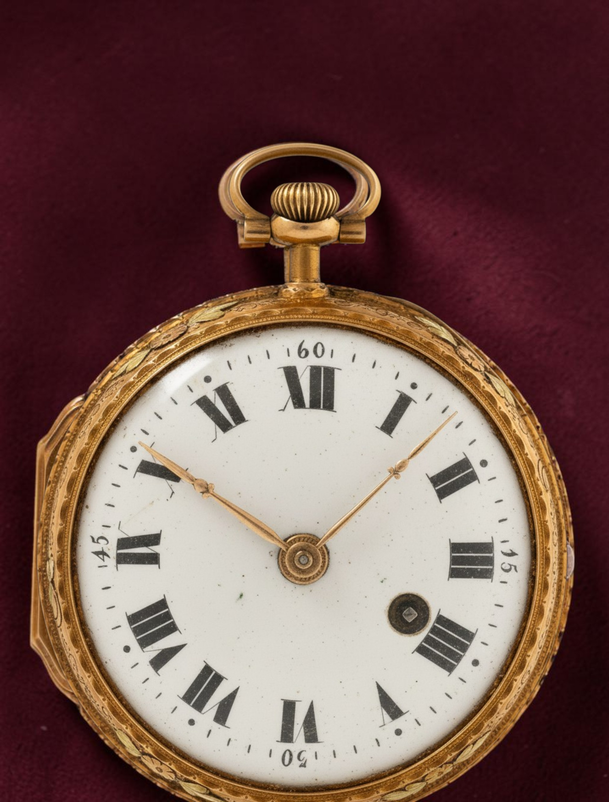 Ageron Paris 18k Gold Enamel Hand painted open-face pocket watch 1780' Rare Collector