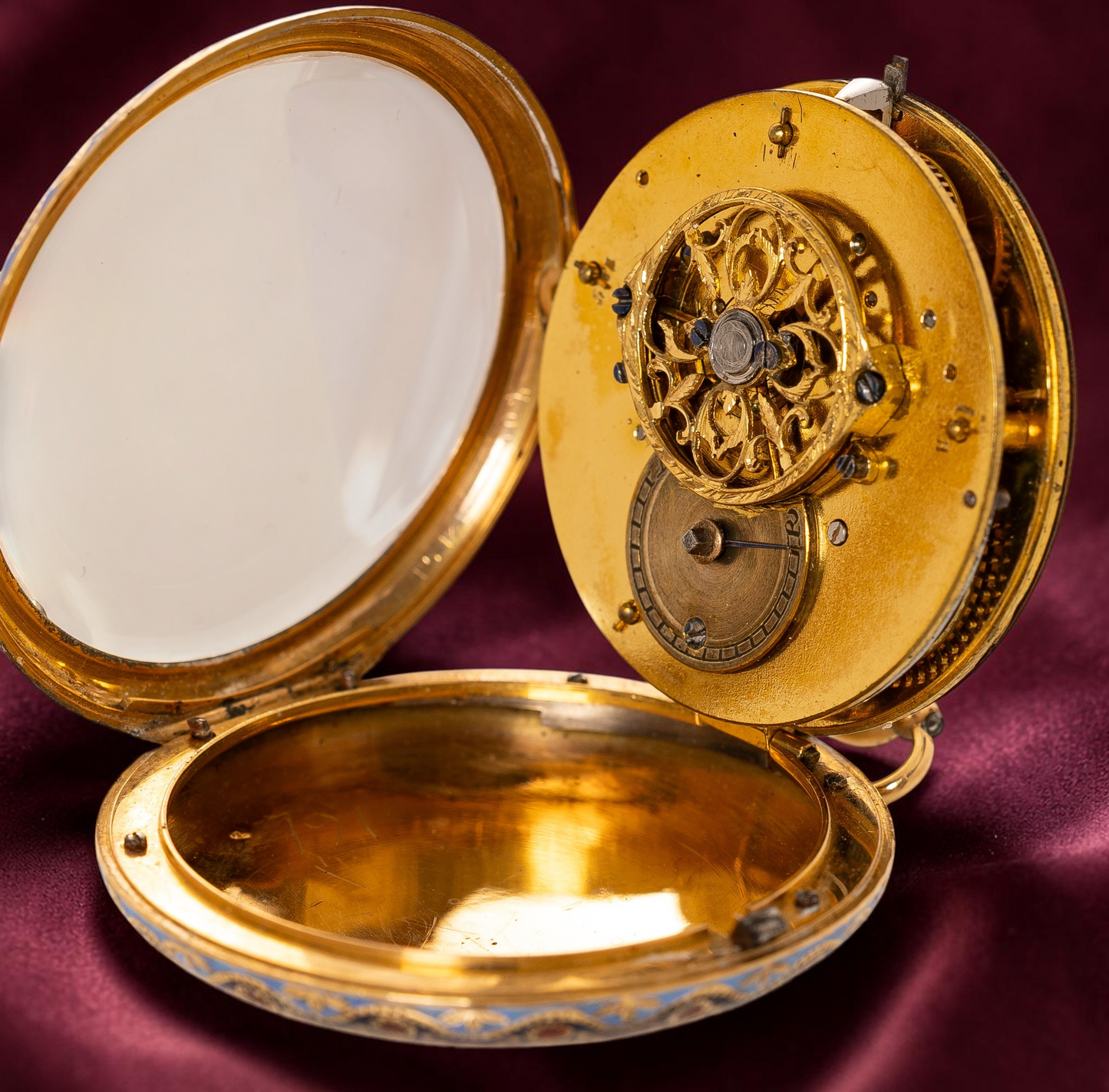 18k Gold Enamel Hand painted pocket watch 1850' Rare Collector