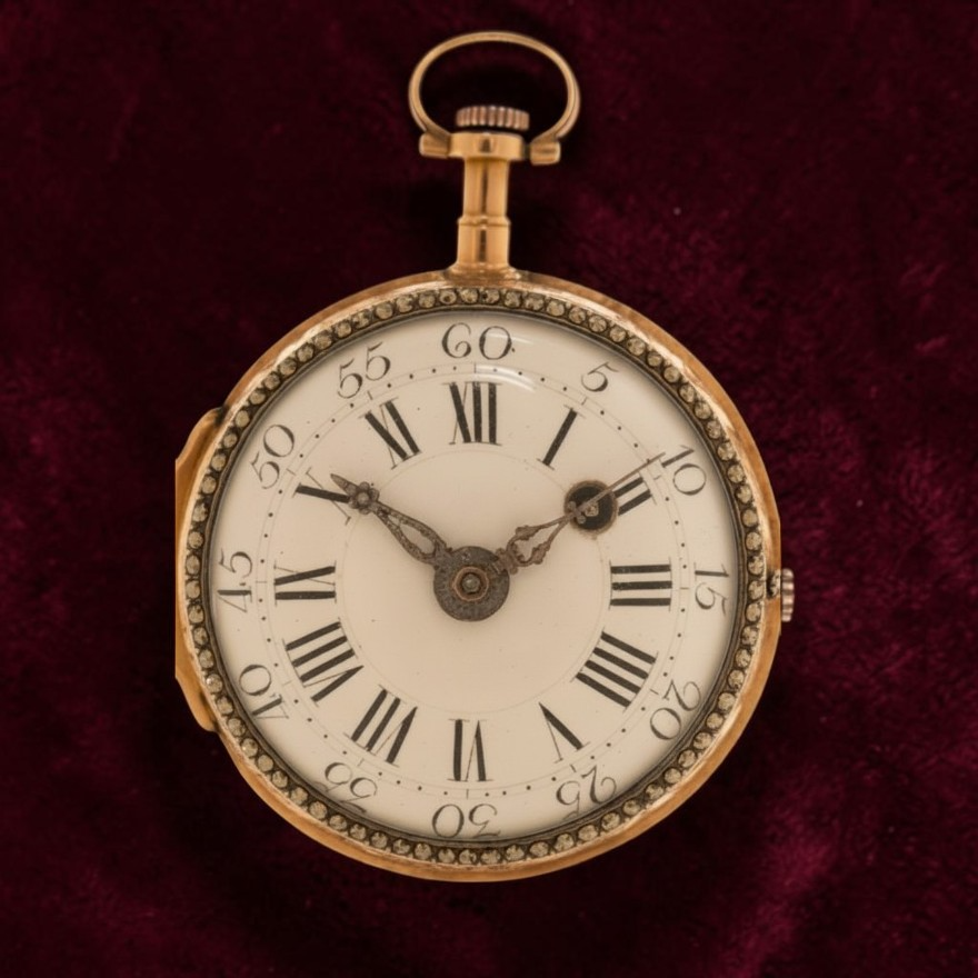 "Romilly / Paris" 18k Gold Handcrafted enameled pocket watch 1820' Rare Collector