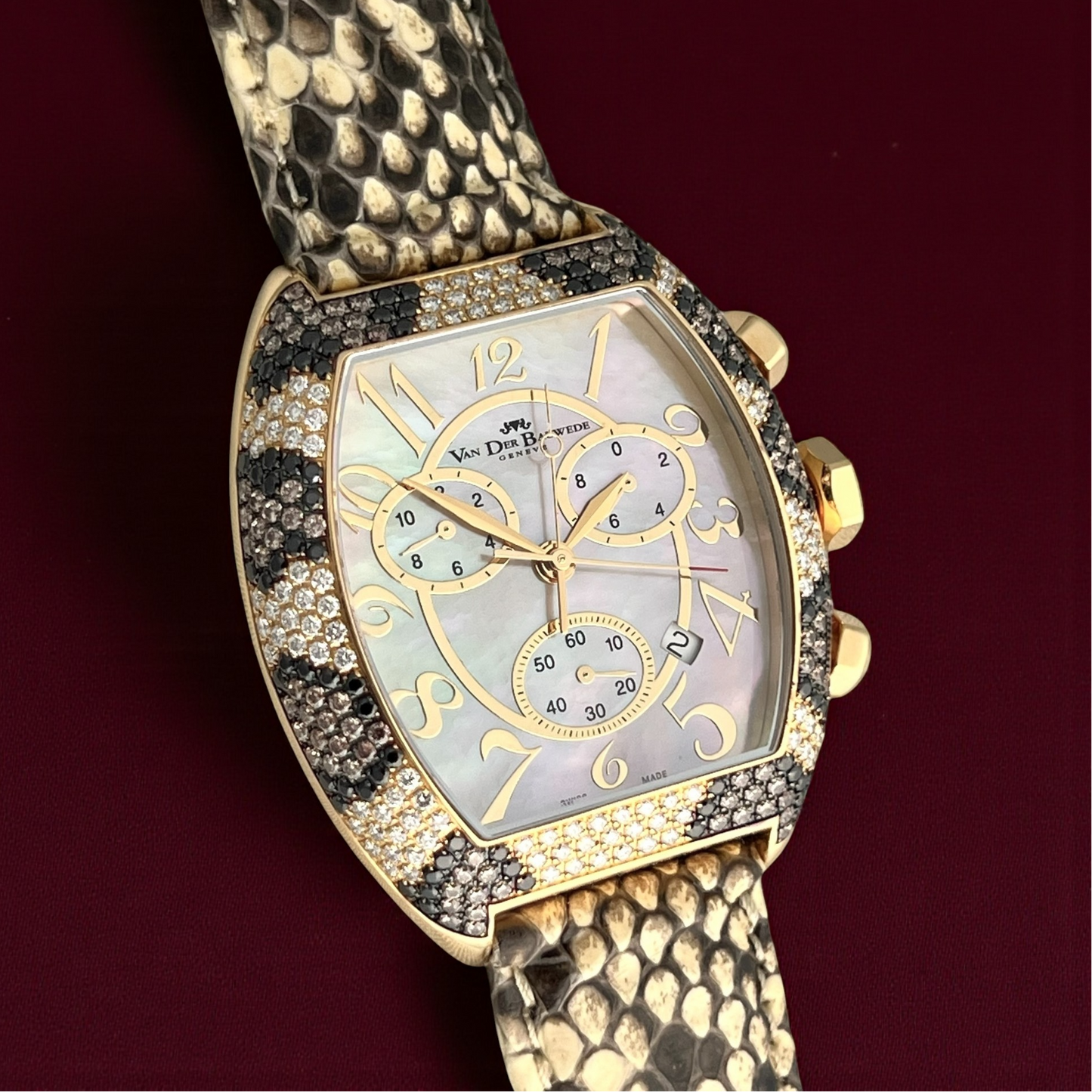 Van der Bauwede Magnum Chronograph Saphirs & White and Black Diamonds NEW