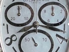 Van der Bauwede Genève Silver Full Diamonds Chronograph New Full Set