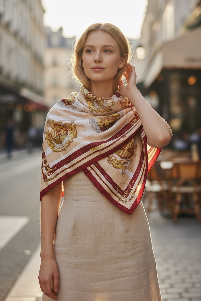 Hermès ''Château d'Arrière' Silk Scarf/ Schal/ Echarpe 90 cm